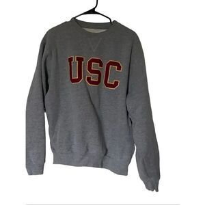 Team Trojan Unisex Heather Gray USC Fleece Crew Neck Pullover Sweatshirt Medium